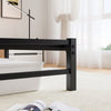 Queen Size Metal Bed Frame With Wooden Headboard, RGB Lights, Charger, Storage Shelf, Noise-Free, No Box Spring Needed, Black