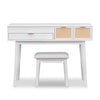 43.3 Wood Makeup Vanity Set With Flip-Top Mirror, Stool   3 Drawers