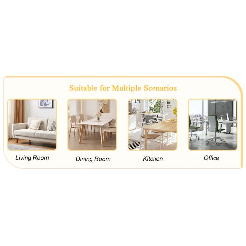 Extended Seat Cushion PU Dining Chair Set - Four Pieces.Smooth Line Design.Can Integrate Well Into Various Modern Home Decoration Styles.White And Dark Gray Splicing Colors.