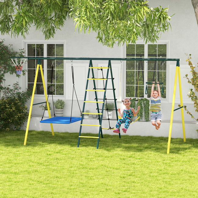 Swing Set for Backyard with 1 Saucer Swing