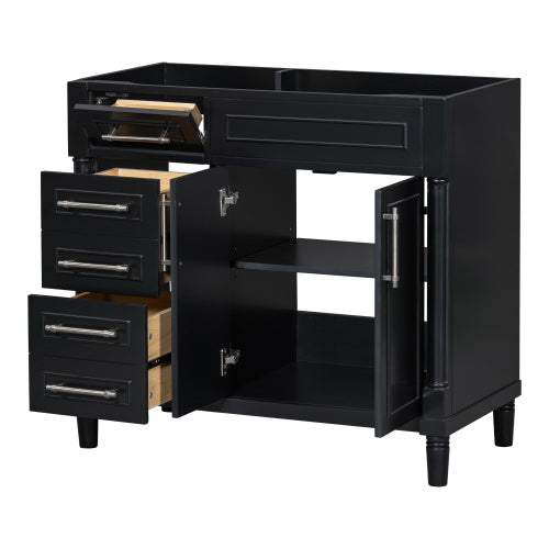 36'' Bathroom Vanity Without Sink, Freestanding Bathroom Storage Cabinet With 2 Drawers And A Tip-out Drawer, Solid Wood Frame Vanity Only, Height Adjustable Shelf