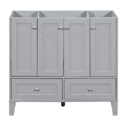 36'' Bathroom Vanity Without Countertop,Solid Wood Frame Bathroom Storage Cabinet Only, Freestanding Vanity With 4 Soft Closing Doors& 2 Drawers
