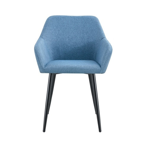 Leisure Modern Living Dining Room Accent Arm Chairs Club Guest With Strong Black Metal Legs, Set Of 2, TEDDY Fabric Beige