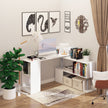 L-Shaped Desk 55 360 Rotating White Corner Computer Workstation With Storage