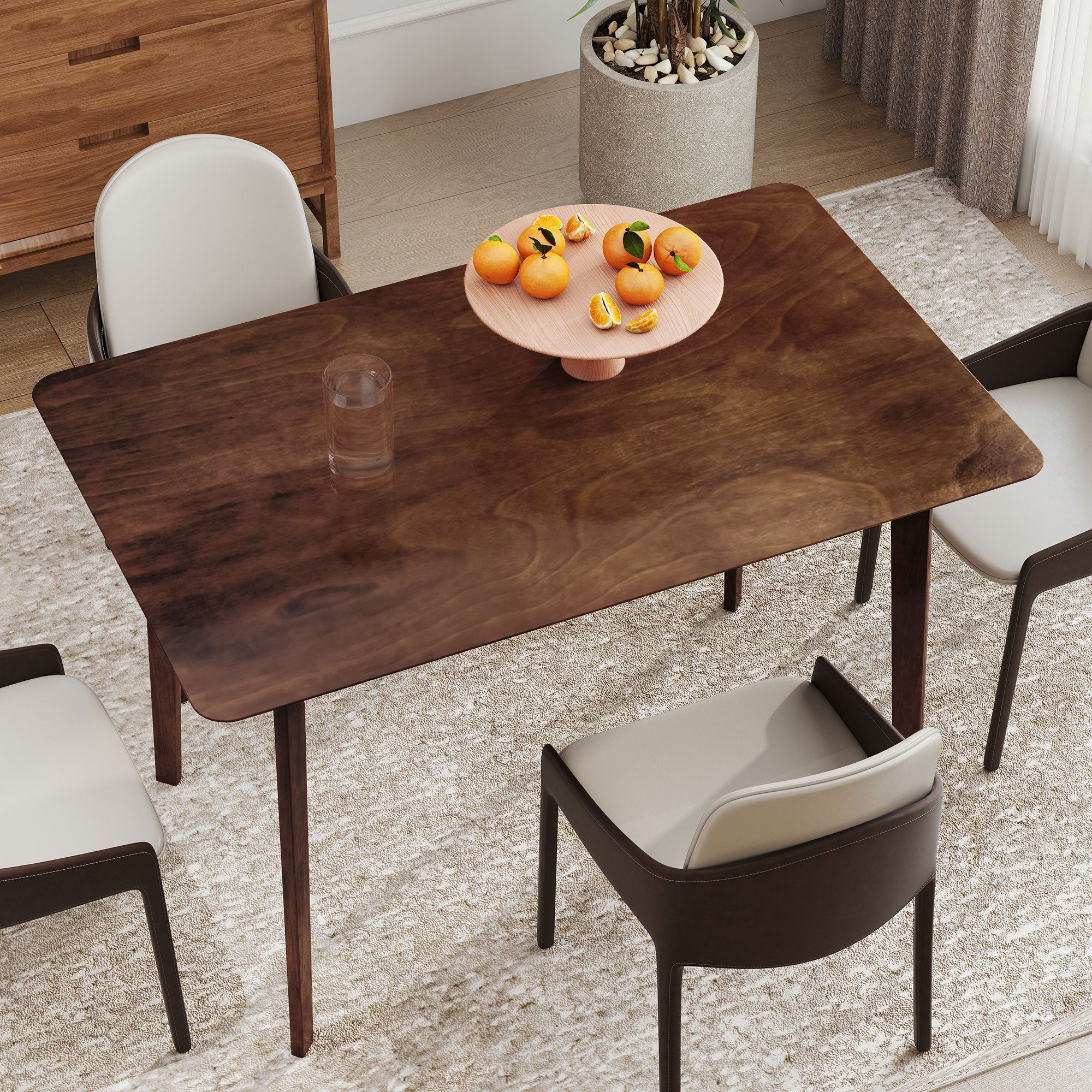 47.2 Rectangle Dining Table For 4, MidCentury Modern Kitchen Table With Rubber Wood Legs For Dining Room, Walnut