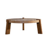 Wood Round Coffee Table For Living Room, Rustic Natural Coffee Table For Apartment, Easy Assembly