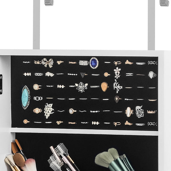 Full Mirror Wall Hanging, 4 Layers Of Storage, 3 Storage Boxes, Wooden Stickers