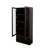 Display Cabinet With Glass Doors, Curio Storage Cabinet With 2-Drawer, Bookcase With LED Lights, Black