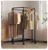 Space-saving Hexagonal Metal Clothes Hanger. Sturdy And Freestanding. Multi-arm Design. Suitable For Bedrooms, Dormitories, And Balconies. Holds A Wide Range Of Clothing. Elegant Metal Frame.