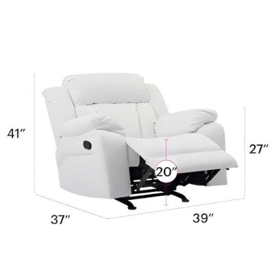 Elegant White Recliner With Padded Arms