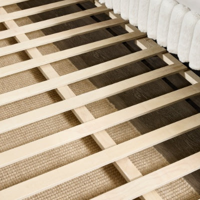 Twin Size Daybed, Upholstered Sofa Bed,The Bottom Pulls Out To Form A Bed ,Striped Corduroy Fabric- Beige 86x43.5x34