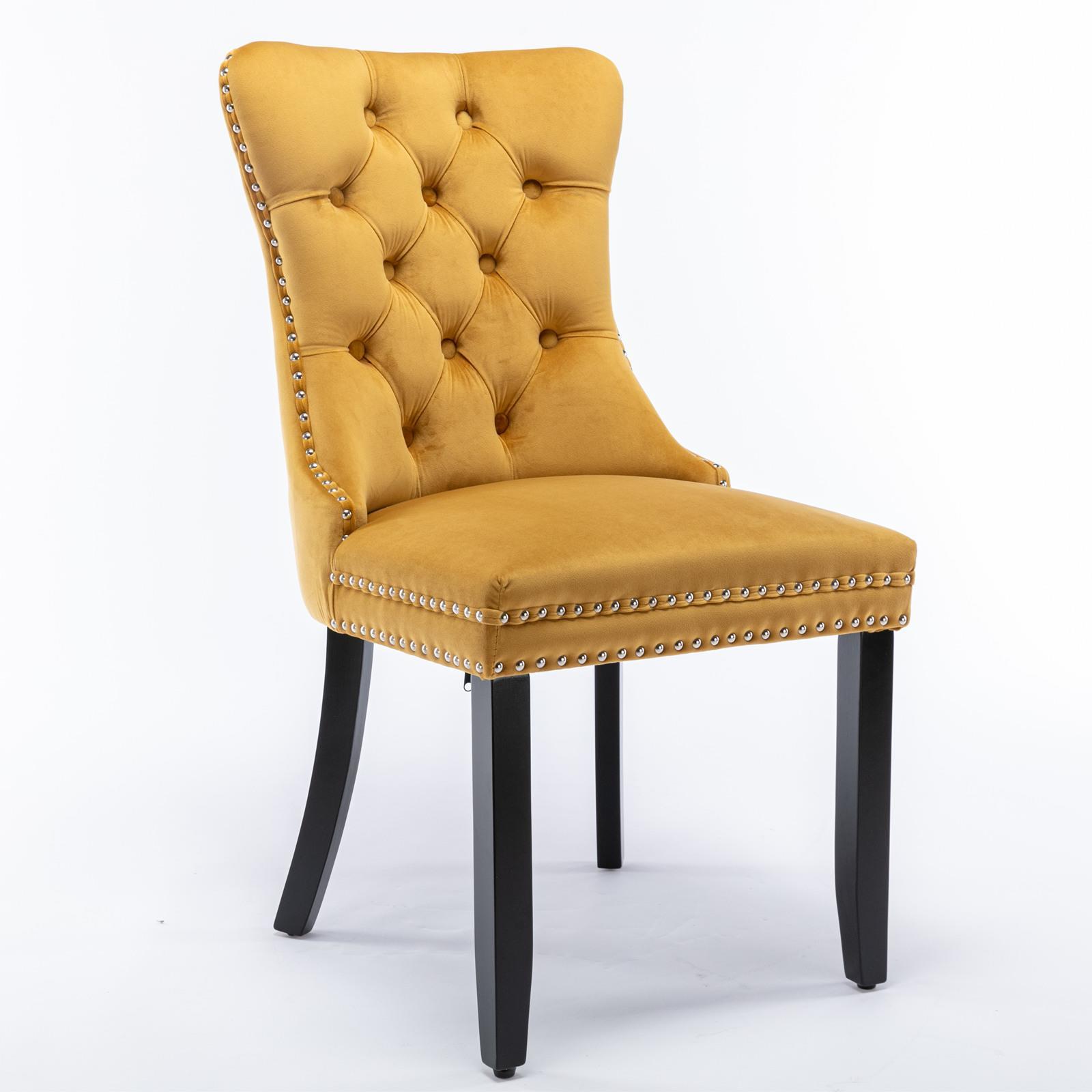 Modern High-end Plush Solid Wood Contemporary Velvet Cushioned Dining Chair