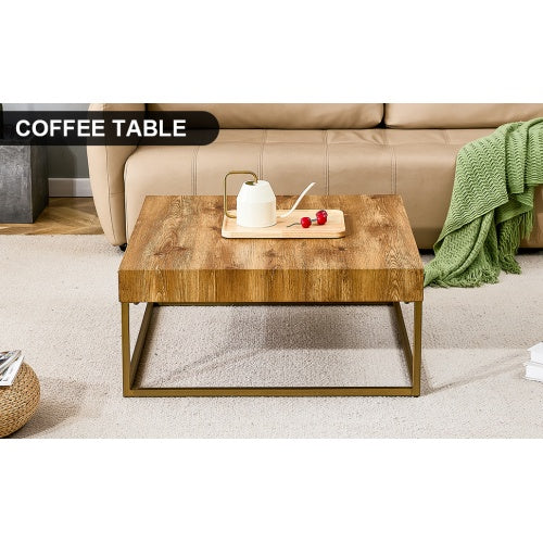 Modern Rectangular Coffee Table, Dining Table. MDF Desktop With Metal Legs. Suitable For Restaurants And Living Rooms. The Size  31.5x31.5x14.37