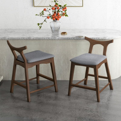 Hester Solid Wood Upholstered Square Bar Chair  Set Of 2