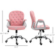 Vinsetto Vanity PU Leather Office Chair, Mid Back, Tufted Swivel Task Chair, Adjustable Height, Pink