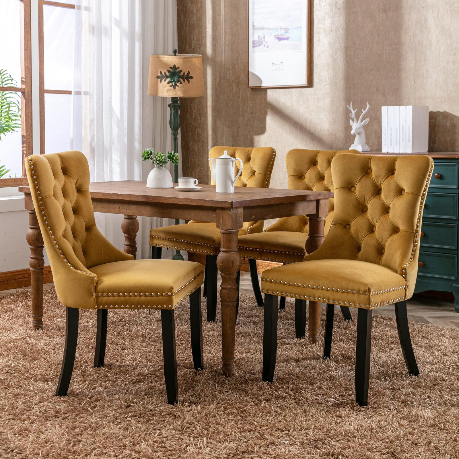 Modern High-end Plush Solid Wood Contemporary Velvet Cushioned Dining Chair