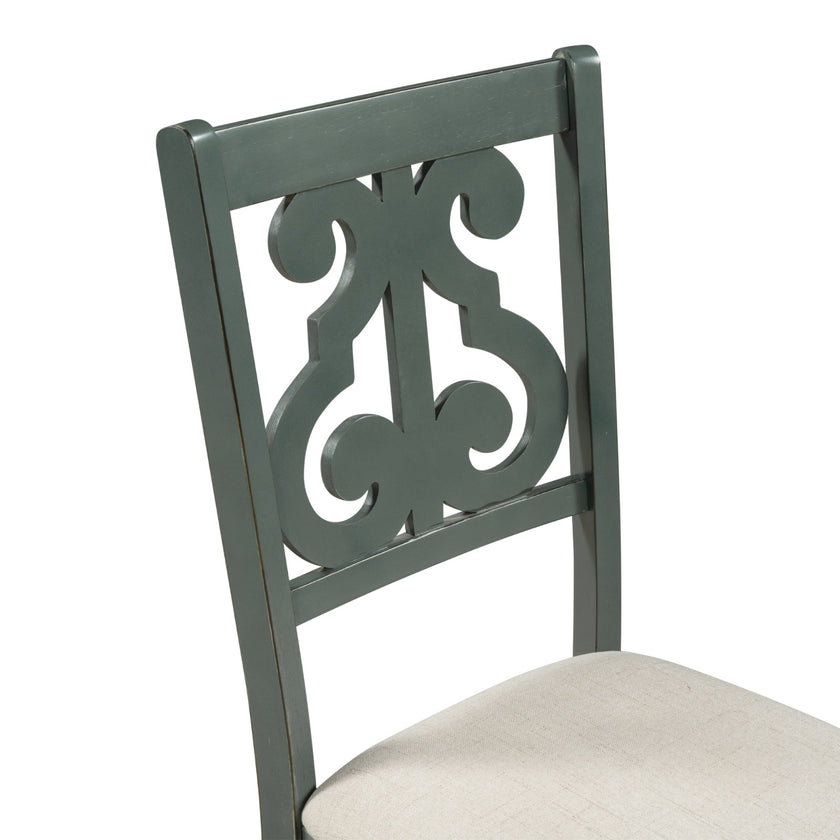 TREXM 5-Piece Round Dining Set With Fabric Chairs & Special-shaped Legs