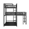 L-shaped Metal Triple Twin Size Bunk Bed, Black