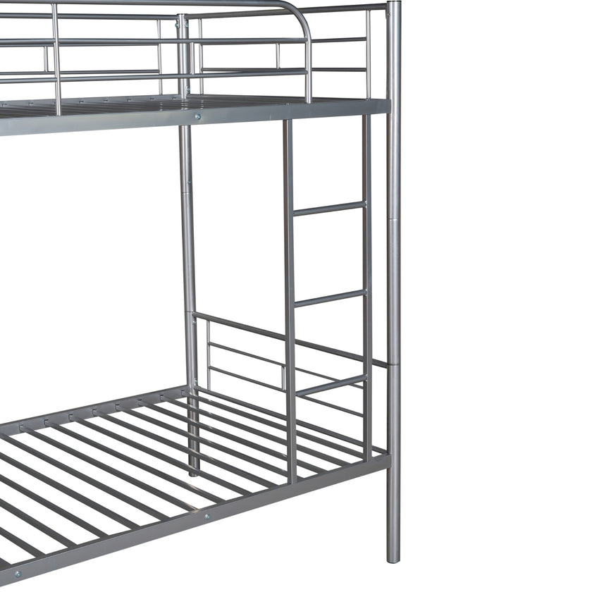 Twin Over Twin Metal Bunk Bed  Silver