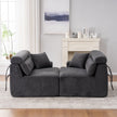 LY-029 GRAY COMPRESSION SOFA 4-seater Combined Sofa, Wood Grain Chenille Fabric, Full Sponge Compression Sofa,combined Sofa With 2 Pillows For Living  Home Furniture  Apartment