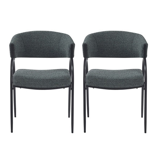 Upholstered Dining Chairs With Metal Legs Set Of 2,Dark Green Black