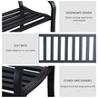 50ft Outdoor Bench Seat, Patio Bench With Slatted Seat, Metal Porch Bench, With 2 Person Design, For Poolside, Lawn, Black