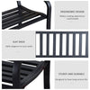 50ft Outdoor Bench Seat, Patio Bench With Slatted Seat, Metal Porch Bench, With 2 Person Design, For Poolside, Lawn, Black