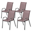 Set Of 4 Outdoor Dining Chairs, Stackable Patio Chairs With High Back, Breathable Mesh Seat For Garden Lawn, Brown