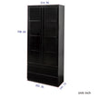 Display Cabinet With Glass Doors, Curio Storage Cabinet With 2-Drawer, Bookcase With LED Lights, Black
