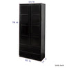 Display Cabinet With Glass Doors, Curio Storage Cabinet With 2-Drawer, Bookcase With LED Lights, Black