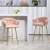 26 Counter Height Bar Stools Velvet Kitchen Island Counter Bar Stool With Hand- Wave Back,golden Chromed Base And Footrest