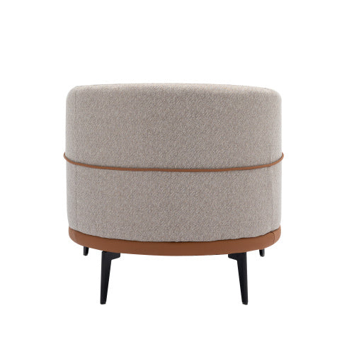 Modern Two-tone Barrel Fabric Chair, Upholstered Round Armchair For Living Room Bedroom Reading Room, Burnt Orange