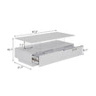 Modern White Rectangular LED Lights Coffee Table With 2 Drawers In 47.2