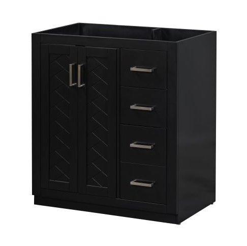 30'' Bathroom Vanity Without Sink,Solid Wood Frame Bathroom Storage Cabinet Only, Freestanding Vanity Set With 3 Drawers& Soft Closing Doors