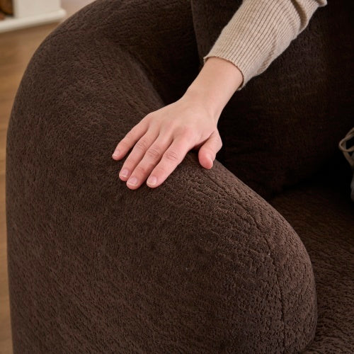 LY-022 Full Compression Sponge L-Shape Sectional Sofa, Brown Modular Chaise Chenille Couch, 30D High-Density For Apartment Living Room, 900 Lbs.