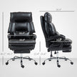 Overstuffed Office Chair, High Back Desk Chair With Foot Rest, Reclining PU Leather Computer Chair, Black