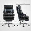 Overstuffed Office Chair, High Back Desk Chair With Foot Rest, Reclining PU Leather Computer Chair, Black
