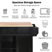 Kitchen Cart With Rubberwood Drop-Leaf Top, Cabinet Door, Storage Racks