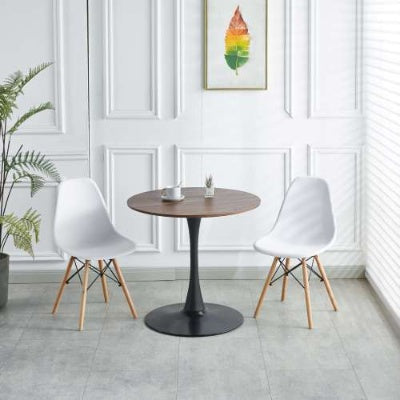 31.5 BLACK AND WALNUT Tulip Table Mid-century Dining Table For 2-4 People With Round Mdf Table Top, Pedestal Dining Table, End Table Leisure Coffee Table