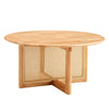 Naturally Elegant Wooden Coffee Table With Faux Rattan Accents - Perfect For Stylish Living Rooms And Cozy Tea Time