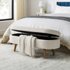 Ottoman Oval Storage Bench,Rubber Wood Legs, Beige 43.5x16x16