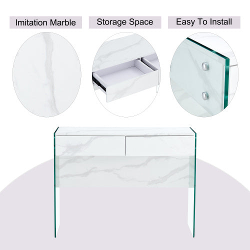 White Environmental Protection MDF Minimalist Dresser, Desk, Desktop Computer Desk, With Double Drawer Storage Space, Simple Home, Perfect For Various Styles Of Home Environment.