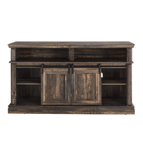 Media Console Table With Storage Cabinet, Mid Century Style Entertainment TV Table, Multipurpose Sliding Door TV Cabinet Large Storage Space,