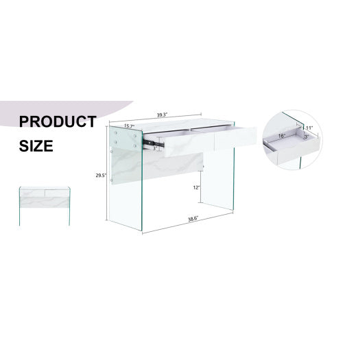 White Environmental Protection MDF Minimalist Dresser, Desk, Desktop Computer Desk, With Double Drawer Storage Space, Simple Home, Perfect For Various Styles Of Home Environment.