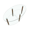 Transparent Oval Glass Coffee Table, Modern Living Room Table, Oak Leg Coffee Table, Three-layer Glass Table