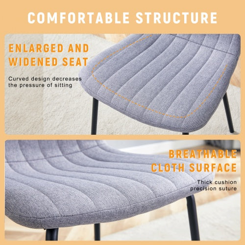 Luxury Minimalist Chairs - A Set Of 4 High Quality Dining Chairs With Black Metal Legs. The Integral Metal Leg Structure Is Suitable For Various Interior Decoration Styles.