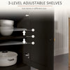 Kitchen Storage Sideboard, Farmhouse Buffet Cabinet With Barn Style Doors, Drawers, Adjustable Shelves, Black