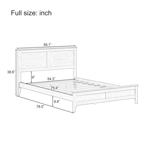 Modern Solid Wood Full Size Platform Bed With Sturdy Wooden Slats Support,No Box Spring Needed, Seadrift