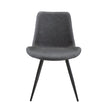 Modern Design Dining Chairs 2pc Set Gray Faux Leather Upholstery Black Metal Legs Kitchen Dining Furniture