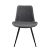 Modern Design Dining Chairs 2pc Set Gray Faux Leather Upholstery Black Metal Legs Kitchen Dining Furniture